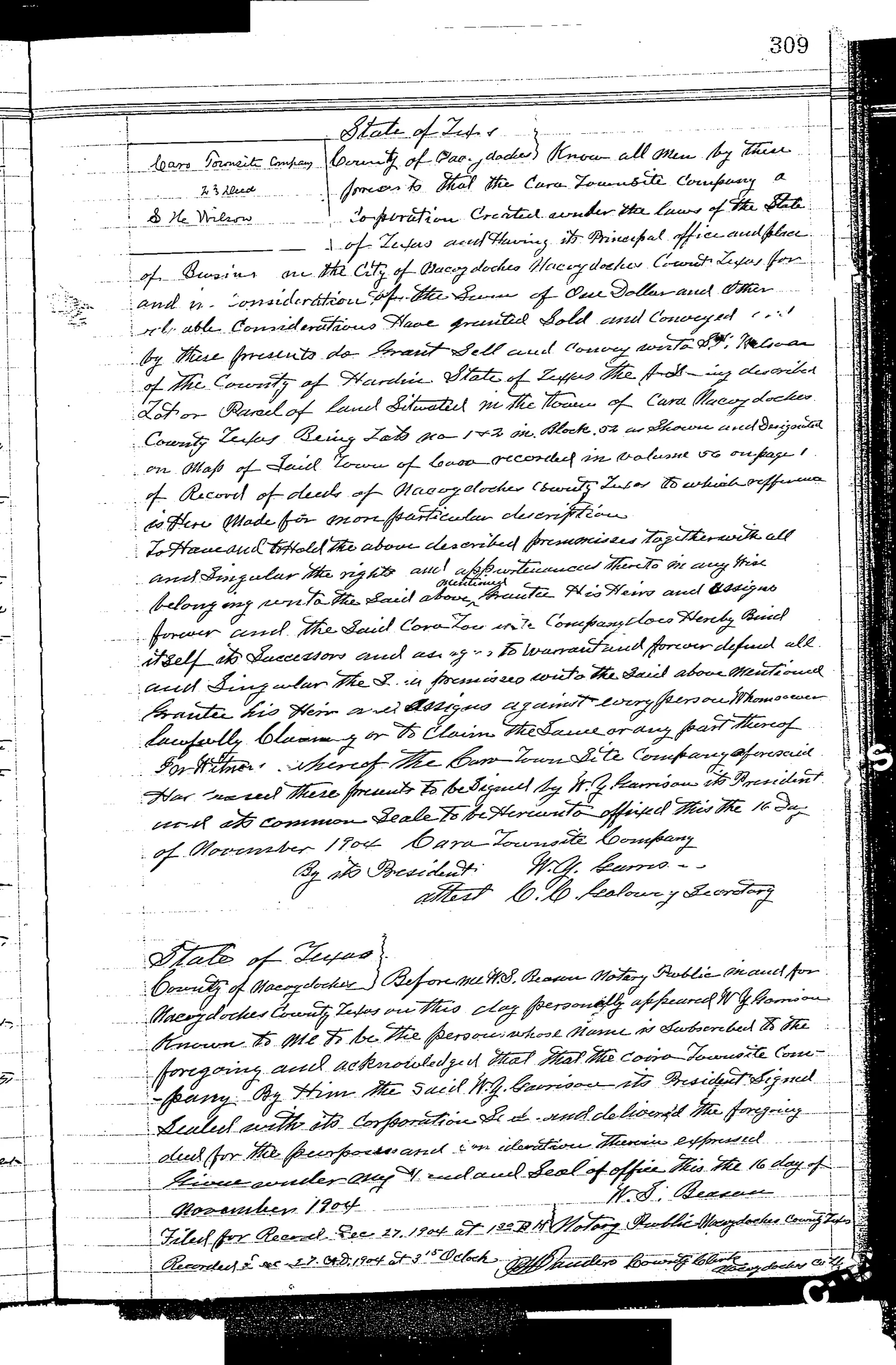 Caro Townsite Company - Recorded Deed (Doc #20946448)