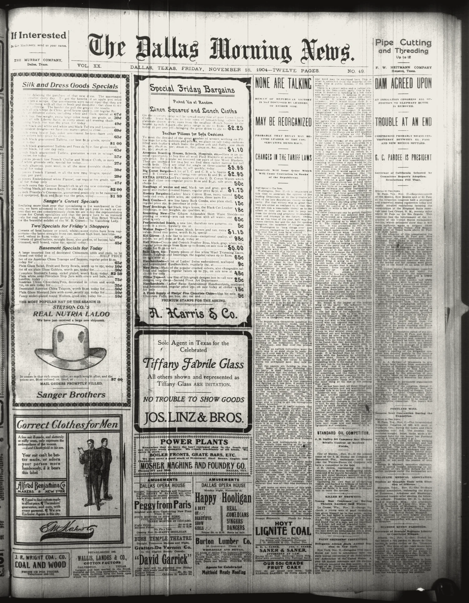The Dallas Morning News. (Dallas, Tex.), Vol. 20, No. 49, Ed. 1 Friday, November 18, 1904